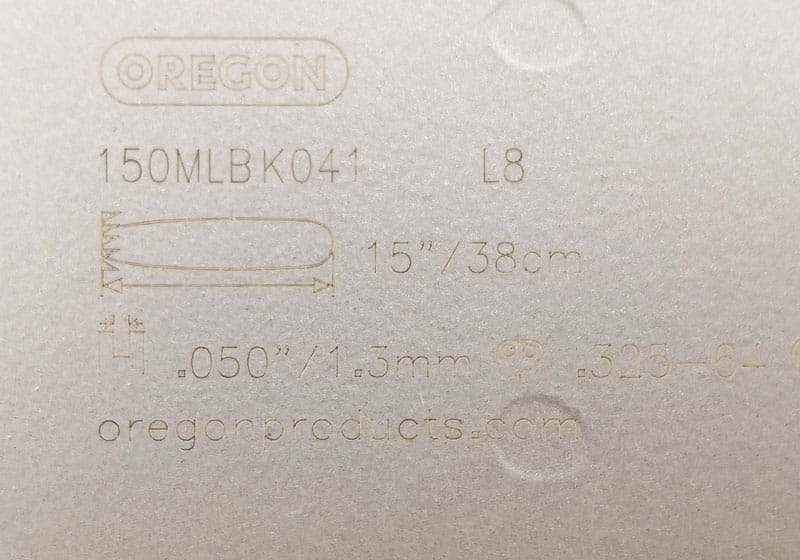 Oznaczenia na prowadnicy Oregon 150MLBK041